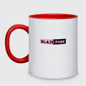 Кружка двухцветная с принтом BlackPink  в Новосибирске, керамика | объем — 330 мл, диаметр — 80 мм. Цветная ручка и кайма сверху, в некоторых цветах — вся внутренняя часть | black  pink | blackpink | jennie | jisoo | k pop | lalisa | группа | к поп | корейская группа | розовый | черный