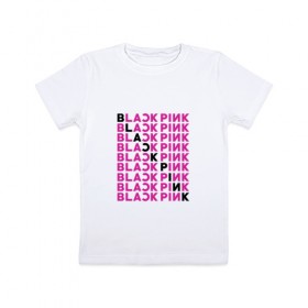Детская футболка хлопок с принтом BlackPink в Новосибирске, 100% хлопок | круглый вырез горловины, полуприлегающий силуэт, длина до линии бедер | black  pink | blackpink | jennie | jisoo | k pop | lalisa | группа | к поп | корейская группа | розовый | черный
