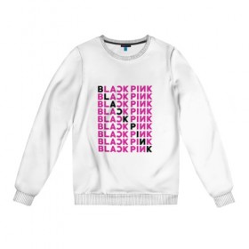 Женский свитшот хлопок с принтом BlackPink в Новосибирске, 100% хлопок | прямой крой, круглый вырез, на манжетах и по низу широкая трикотажная резинка  | black  pink | blackpink | jennie | jisoo | k pop | lalisa | группа | к поп | корейская группа | розовый | черный