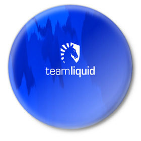 Значок с принтом TEAM LIQUID в Новосибирске,  металл | круглая форма, металлическая застежка в виде булавки | 