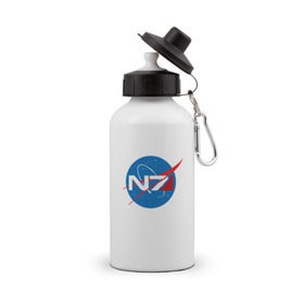 Бутылка спортивная с принтом NASA N7 MASS EFFECT в Новосибирске, металл | емкость — 500 мл, в комплекте две пластиковые крышки и карабин для крепления | logo | n7 | nasa | space | логотип | масс эффект | н7 | наса