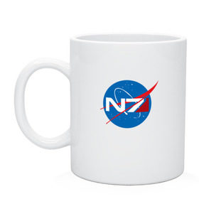 Кружка с принтом NASA N7 MASS EFFECT в Новосибирске, керамика | объем — 330 мл, диаметр — 80 мм. Принт наносится на бока кружки, можно сделать два разных изображения | logo | n7 | nasa | space | логотип | масс эффект | н7 | наса