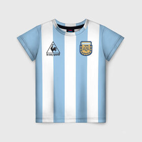Детская футболка 3D с принтом Марадона Аргентина ретро в Новосибирске, 100% гипоаллергенный полиэфир | прямой крой, круглый вырез горловины, длина до линии бедер, чуть спущенное плечо, ткань немного тянется | maradona | аргентина | марадона | ретро