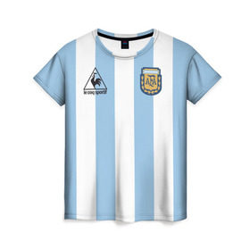 Женская футболка 3D с принтом Марадона Аргентина ретро в Новосибирске, 100% полиэфир ( синтетическое хлопкоподобное полотно) | прямой крой, круглый вырез горловины, длина до линии бедер | maradona | аргентина | марадона | ретро