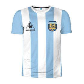 Мужская футболка 3D спортивная с принтом Марадона Аргентина ретро в Новосибирске, 100% полиэстер с улучшенными характеристиками | приталенный силуэт, круглая горловина, широкие плечи, сужается к линии бедра | maradona | аргентина | марадона | ретро