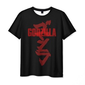 Мужская футболка 3D с принтом GODZILLA в Новосибирске, 100% полиэфир | прямой крой, круглый вырез горловины, длина до линии бедер | comic con | godzilla | gojira | logo | годзилла | знаки | иероглифы | лого | монстр | фильм | чудовище