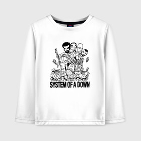 Детский лонгслив хлопок с принтом System of a Down в Новосибирске, 100% хлопок | круглый вырез горловины, полуприлегающий силуэт, длина до линии бедер | soad | soil | system of a down | группа | дав | дарон малакян | джон долмаян | метал | ню | оф | рок | серж танкян | систем | соад | сод | соэд | шаво одаджян | э доун