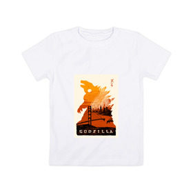 Детская футболка хлопок с принтом GODZILLA POSTER в Новосибирске, 100% хлопок | круглый вырез горловины, полуприлегающий силуэт, длина до линии бедер | comic con | godzilla | gojira | logo | годзилла | знаки | иероглифы | лого | монстр | фильм | чудовище