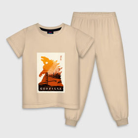 Детская пижама хлопок с принтом GODZILLA POSTER в Новосибирске, 100% хлопок |  брюки и футболка прямого кроя, без карманов, на брюках мягкая резинка на поясе и по низу штанин
 | comic con | godzilla | gojira | logo | годзилла | знаки | иероглифы | лого | монстр | фильм | чудовище