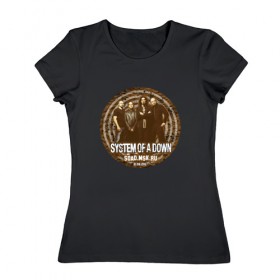 Женская футболка хлопок с принтом System of a Down в Новосибирске, 100% хлопок | прямой крой, круглый вырез горловины, длина до линии бедер, слегка спущенное плечо | 