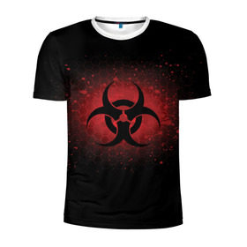 Мужская футболка 3D спортивная с принтом Biohazard в Новосибирске, 100% полиэстер с улучшенными характеристиками | приталенный силуэт, круглая горловина, широкие плечи, сужается к линии бедра | biohazard | plague inc | биологическая опасность | знак