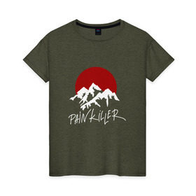 Женская футболка хлопок с принтом Painkiller Mountain в Новосибирске, 100% хлопок | прямой крой, круглый вырез горловины, длина до линии бедер, слегка спущенное плечо | jeembo | джангирян | джимбо