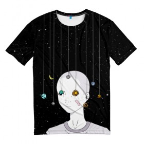 Мужская футболка 3D с принтом Звездный мальчик в Новосибирске, 100% полиэфир | прямой крой, круглый вырез горловины, длина до линии бедер | звезды | планеты | солнечная система