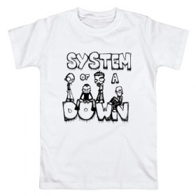 Мужская футболка хлопок с принтом System of a Down в Новосибирске, 100% хлопок | прямой крой, круглый вырез горловины, длина до линии бедер, слегка спущенное плечо. | Тематика изображения на принте: soad | soil | system of a down | группа | дав | дарон малакян | джон долмаян | метал | ню | оф | рок | серж танкян | систем | соад | сод | соэд | шаво одаджян | э доун