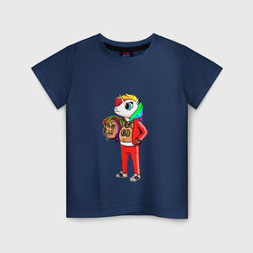 Детская футболка хлопок с принтом 69 rainbow в Новосибирске, 100% хлопок | круглый вырез горловины, полуприлегающий силуэт, длина до линии бедер | Тематика изображения на принте: 6ix9ine | единорог | пони