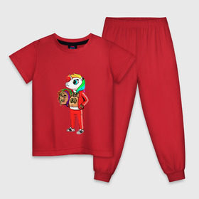Детская пижама хлопок с принтом 69 rainbow в Новосибирске, 100% хлопок |  брюки и футболка прямого кроя, без карманов, на брюках мягкая резинка на поясе и по низу штанин
 | Тематика изображения на принте: 6ix9ine | единорог | пони