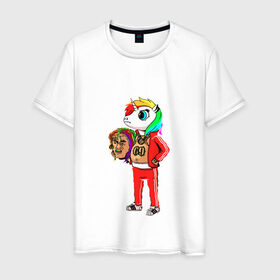 Мужская футболка хлопок с принтом 69 rainbow в Новосибирске, 100% хлопок | прямой крой, круглый вырез горловины, длина до линии бедер, слегка спущенное плечо. | 6ix9ine | единорог | пони