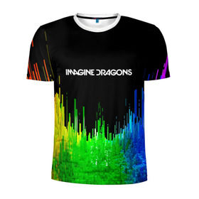 Мужская футболка 3D спортивная с принтом IMAGINE DRAGONS в Новосибирске, 100% полиэстер с улучшенными характеристиками | приталенный силуэт, круглая горловина, широкие плечи, сужается к линии бедра | color | imagine dragons | logo | stripes | trend | абстракция | группа | линии | лого | рок | рэп | фирменные цвета