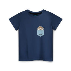 Детская футболка хлопок с принтом Ёжик в кармане в Новосибирске, 100% хлопок | круглый вырез горловины, полуприлегающий силуэт, длина до линии бедер | еж | ёжик | ёжик в кармане | лес