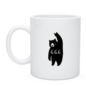 Кружка с принтом BAD BEAR 666 ROCK в Новосибирске, керамика | объем — 330 мл, диаметр — 80 мм. Принт наносится на бока кружки, можно сделать два разных изображения | Тематика изображения на принте: 666 | bear | devil | satan | медведь | сатана