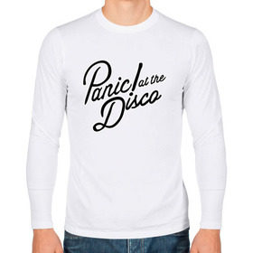 Мужской лонгслив хлопок с принтом Panic at the disco logo в Новосибирске, 100% хлопок |  | brendon urie | patd | spencer smith | tyan ross