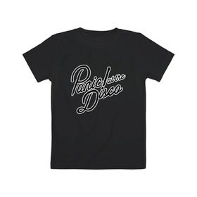 Детская футболка хлопок с принтом Panic at the disco logo в Новосибирске, 100% хлопок | круглый вырез горловины, полуприлегающий силуэт, длина до линии бедер | Тематика изображения на принте: brendon urie | patd | spencer smith | tyan ross