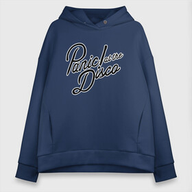 Женское худи Oversize хлопок с принтом Panic at the disco logo в Новосибирске, френч-терри — 70% хлопок, 30% полиэстер. Мягкий теплый начес внутри —100% хлопок | боковые карманы, эластичные манжеты и нижняя кромка, капюшон на магнитной кнопке | Тематика изображения на принте: brendon urie | patd | spencer smith | tyan ross