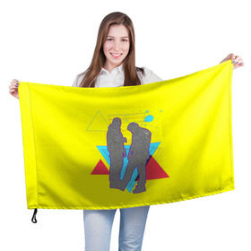 Флаг 3D с принтом HammAli Navai РЭПЕРЫ в Новосибирске, 100% полиэстер | плотность ткани — 95 г/м2, размер — 67 х 109 см. Принт наносится с одной стороны | Тематика изображения на принте: 