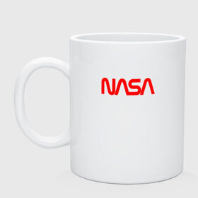 Кружка с принтом NASA red в Новосибирске, керамика | объем — 330 мл, диаметр — 80 мм. Принт наносится на бока кружки, можно сделать два разных изображения | Тематика изображения на принте: nasa | наса