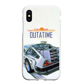 Чехол для iPhone XS Max матовый с принтом De Lorean Outatime в Новосибирске, Силикон | Область печати: задняя сторона чехла, без боковых панелей | 