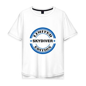 Мужская футболка хлопок Oversize с принтом skydiver в Новосибирске, 100% хлопок | свободный крой, круглый ворот, “спинка” длиннее передней части | Тематика изображения на принте: 