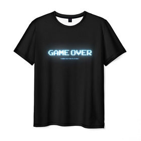 Мужская футболка 3D с принтом Game Over в Новосибирске, 100% полиэфир | прямой крой, круглый вырез горловины, длина до линии бедер | 