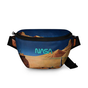 Поясная сумка 3D с принтом NASA on Mars в Новосибирске, 100% полиэстер | плотная ткань, ремень с регулируемой длиной, внутри несколько карманов для мелочей, основное отделение и карман с обратной стороны сумки застегиваются на молнию | Тематика изображения на принте: 