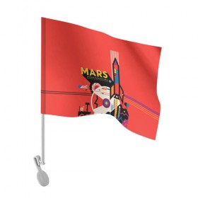 Флаг для автомобиля с принтом Mars NASA в Новосибирске, 100% полиэстер | Размер: 30*21 см | Тематика изображения на принте: 