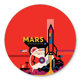 Коврик круглый с принтом Mars NASA в Новосибирске, резина и полиэстер | круглая форма, изображение наносится на всю лицевую часть | 