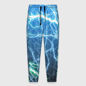 Мужские брюки 3D с принтом РАЗРЯДЫ МОЛНИЙ в Новосибирске, 100% полиэстер | манжеты по низу, эластичный пояс регулируется шнурком, по бокам два кармана без застежек, внутренняя часть кармана из мелкой сетки | Тематика изображения на принте: blue | epic | green | lightning | rain | storm | stripes | texture | thunder | гроза | гром | дождь | зеленый | линии | молнии | молния | пафосные | полосы | разряды | синий | текстура | шторм | эпичные | яркие