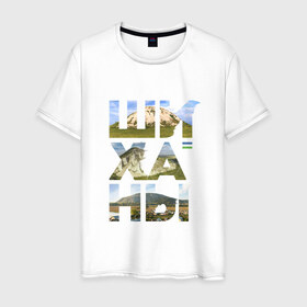 Мужская футболка хлопок с принтом Шиханы в Новосибирске, 100% хлопок | прямой крой, круглый вырез горловины, длина до линии бедер, слегка спущенное плечо. | башкортостан | горы шихан | стерлитамак | шихан | шиханы