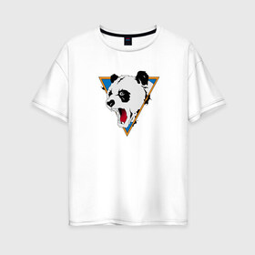 Женская футболка хлопок Oversize с принтом Злая панда в Новосибирске, 100% хлопок | свободный крой, круглый ворот, спущенный рукав, длина до линии бедер
 | злая панда | панда