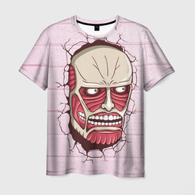 Мужская футболка 3D с принтом TItan в Новосибирске, 100% полиэфир | прямой крой, круглый вырез горловины, длина до линии бедер | anime | attack on titan | аниме | атака титанов