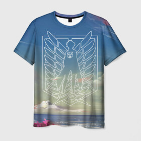 Мужская футболка 3D с принтом Wings в Новосибирске, 100% полиэфир | прямой крой, круглый вырез горловины, длина до линии бедер | anime | attack on titan | аниме | атака титанов