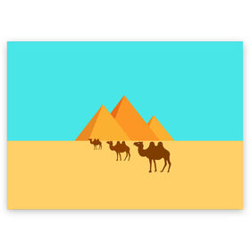 Поздравительная открытка с принтом Пирамиды Египта в Новосибирске, 100% бумага | плотность бумаги 280 г/м2, матовая, на обратной стороне линовка и место для марки
 | верблюд | египет | жара | караван | пирамиды | пустыня