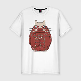 Мужская футболка премиум с принтом Attack on Totoro в Новосибирске, 92% хлопок, 8% лайкра | приталенный силуэт, круглый вырез ворота, длина до линии бедра, короткий рукав | anime | attack on titan | totoro | аниме | атака титанов | тоторо