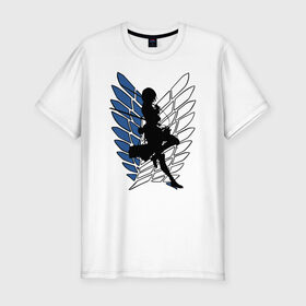Мужская футболка премиум с принтом Mikasa в Новосибирске, 92% хлопок, 8% лайкра | приталенный силуэт, круглый вырез ворота, длина до линии бедра, короткий рукав | anime | attack on titan | аниме | атака титанов