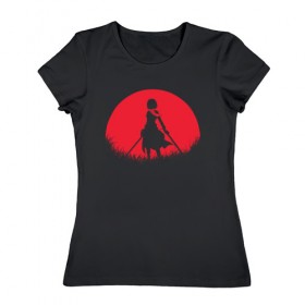 Женская футболка хлопок с принтом Red Moon Surveyor в Новосибирске, 100% хлопок | прямой крой, круглый вырез горловины, длина до линии бедер, слегка спущенное плечо | anime | attack on titan | аниме | атака титанов