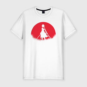 Мужская футболка премиум с принтом Red Moon Surveyor в Новосибирске, 92% хлопок, 8% лайкра | приталенный силуэт, круглый вырез ворота, длина до линии бедра, короткий рукав | anime | attack on titan | аниме | атака титанов