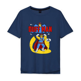 Мужская футболка хлопок Oversize с принтом DUFF MAN (Simpsons) в Новосибирске, 100% хлопок | свободный крой, круглый ворот, “спинка” длиннее передней части | 