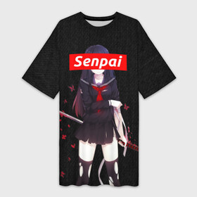 Платье-футболка 3D с принтом СЕНПАЙ   SENPAI в Новосибирске,  |  | ahegao | anime | kawai | kowai | otaku | senpai | sugoi | waifu | weeaboo | yandere | аниме | ахегао | вайфу | виабу | каваи | ковай | культура | отаку | сенпай | сугои | тренд | яндере