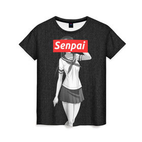 Женская футболка 3D с принтом СЕНПАЙ - SENPAI в Новосибирске, 100% полиэфир ( синтетическое хлопкоподобное полотно) | прямой крой, круглый вырез горловины, длина до линии бедер | Тематика изображения на принте: ahegao | anime | kawai | kowai | otaku | senpai | sugoi | waifu | weeaboo | yandere | аниме | ахегао | вайфу | виабу | каваи | ковай | культура | отаку | сенпай | сугои | тренд | яндере