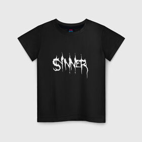 Детская футболка хлопок с принтом Sinner в Новосибирске, 100% хлопок | круглый вырез горловины, полуприлегающий силуэт, длина до линии бедер | 