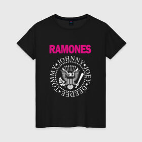 Женская футболка хлопок с принтом ramones в Новосибирске, 100% хлопок | прямой крой, круглый вырез горловины, длина до линии бедер, слегка спущенное плечо | misfits | punk | ramones | панк | рок